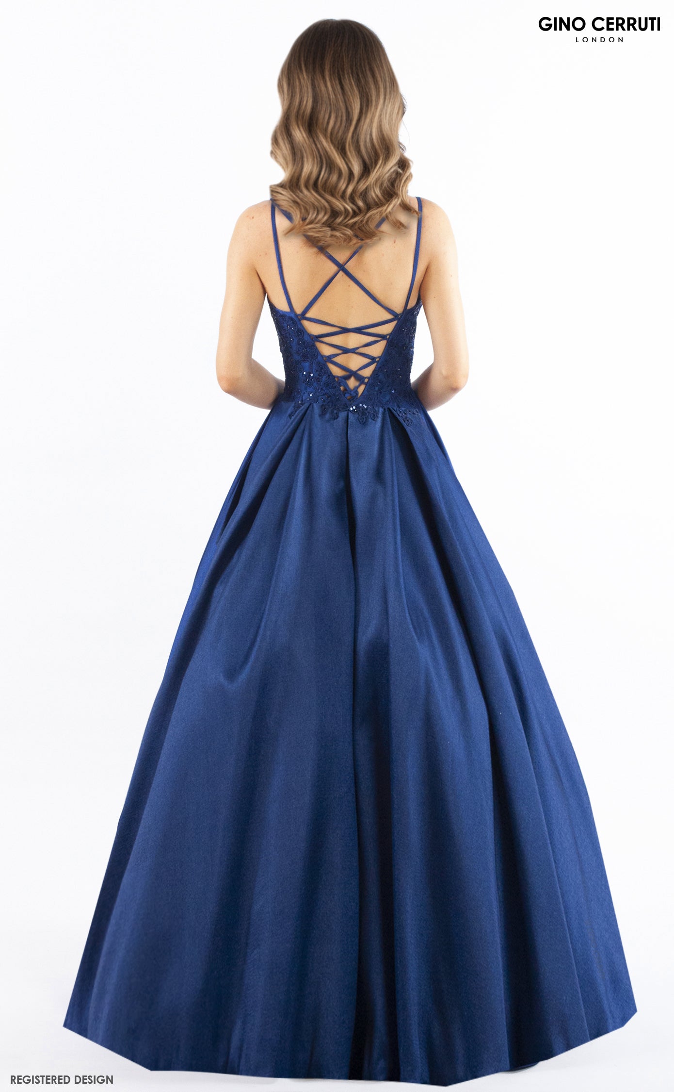 open lace back dress Gino Cerruti Rosie Prom Dress