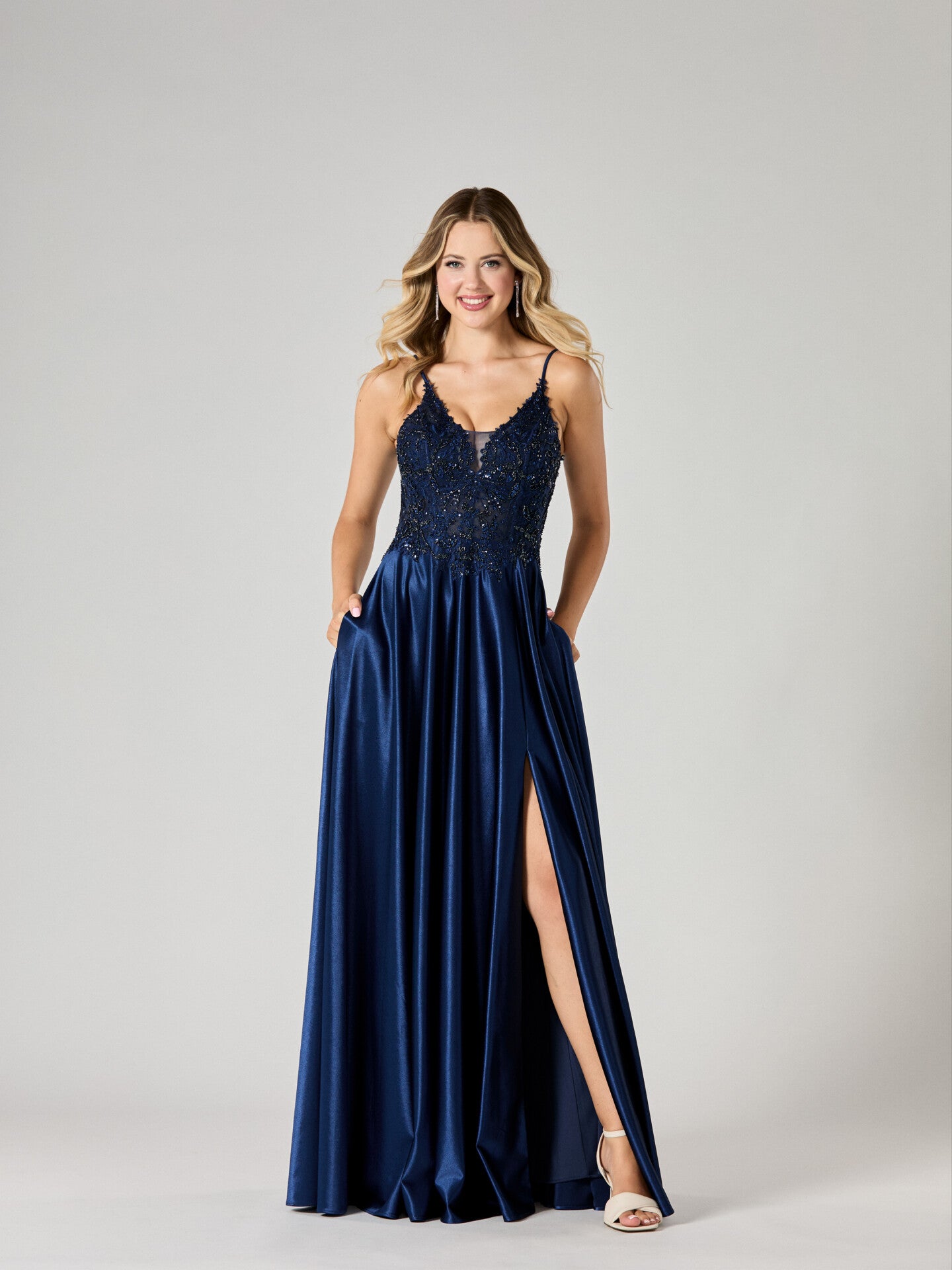 princess polly baby blue dress Sapphire Royal Blue Mermaid Spaghetti Straps Jersey Prom Dress with Slit main image 1